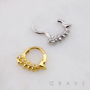 HALLOWEEN MULTI CZ FISHBONE 316L SURGICAL STEEL SEPTUM HINGED SEGMENT RING